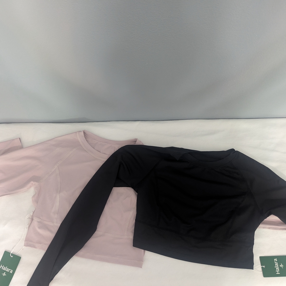 HALARA Women's Crop Tops - Black and Light Pink